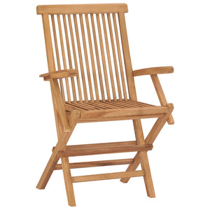 vidaXL Patio Chairs Outdoor Bistro Folding Chair with Armrest Solid Wood Teak-14