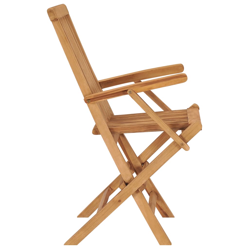 vidaXL Patio Chairs Outdoor Bistro Folding Chair with Armrest Solid Wood Teak-26