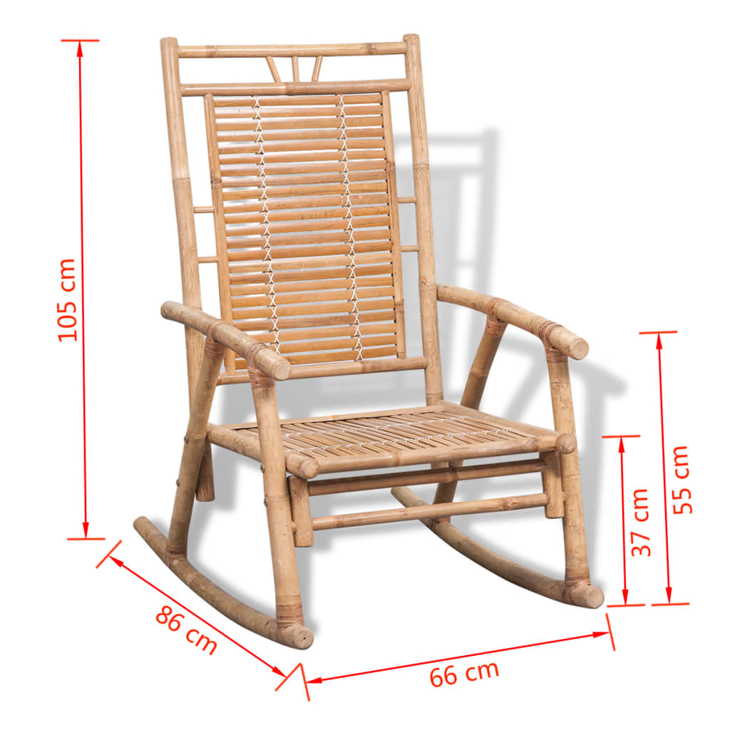 vidaXL Rocking Chair Bamboo-9