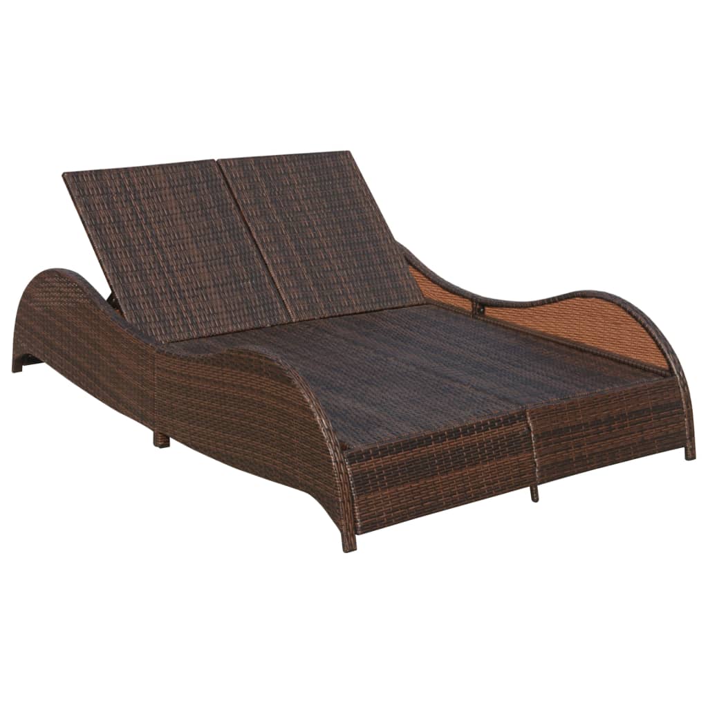 vidaXL Patio Lounge Chairs Outdoor Double Sunloungers Sunbeds Poly Rattan-10