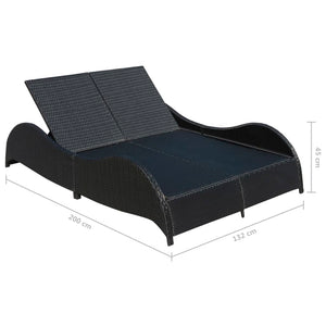 vidaXL Patio Lounge Chairs Outdoor Double Sunloungers Sunbeds Poly Rattan-3