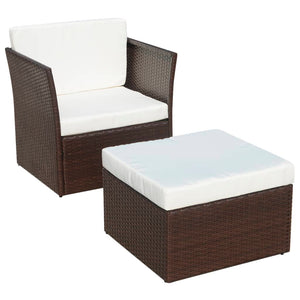 vidaXL Patio Chair with Stool Poly Rattan Brown-4