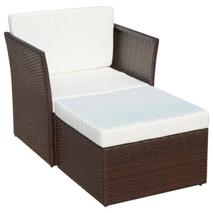 vidaXL Patio Chair with Stool Poly Rattan Brown-0