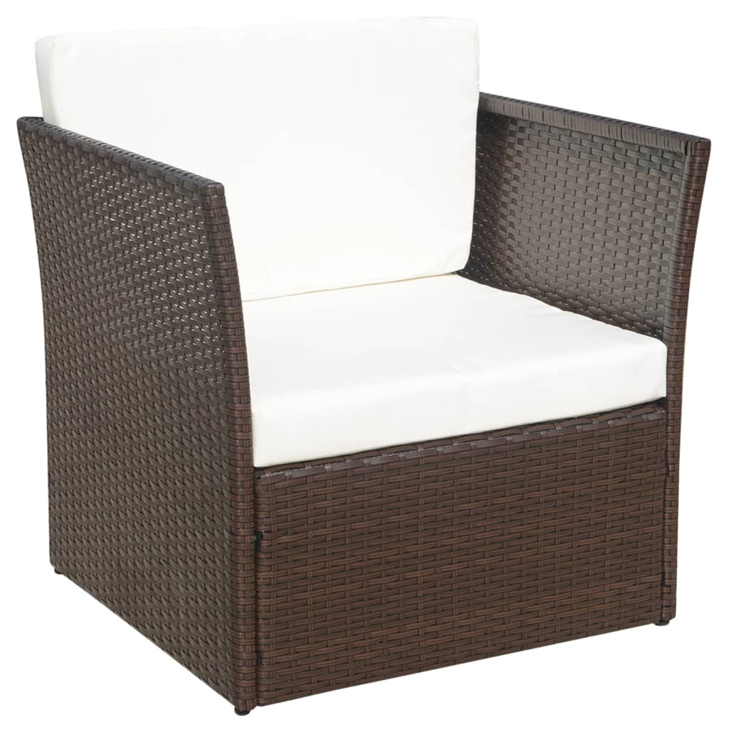 vidaXL Patio Chair with Stool Poly Rattan Brown-13