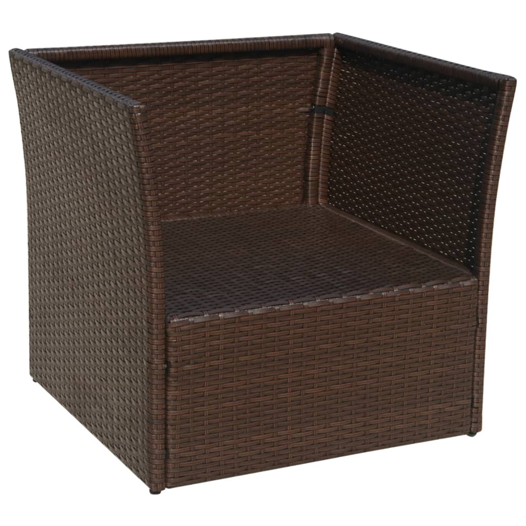 vidaXL Patio Chair with Stool Poly Rattan Brown-16