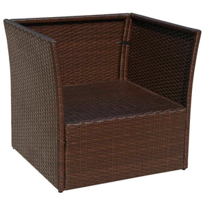 vidaXL Patio Chair with Stool Poly Rattan Brown-16