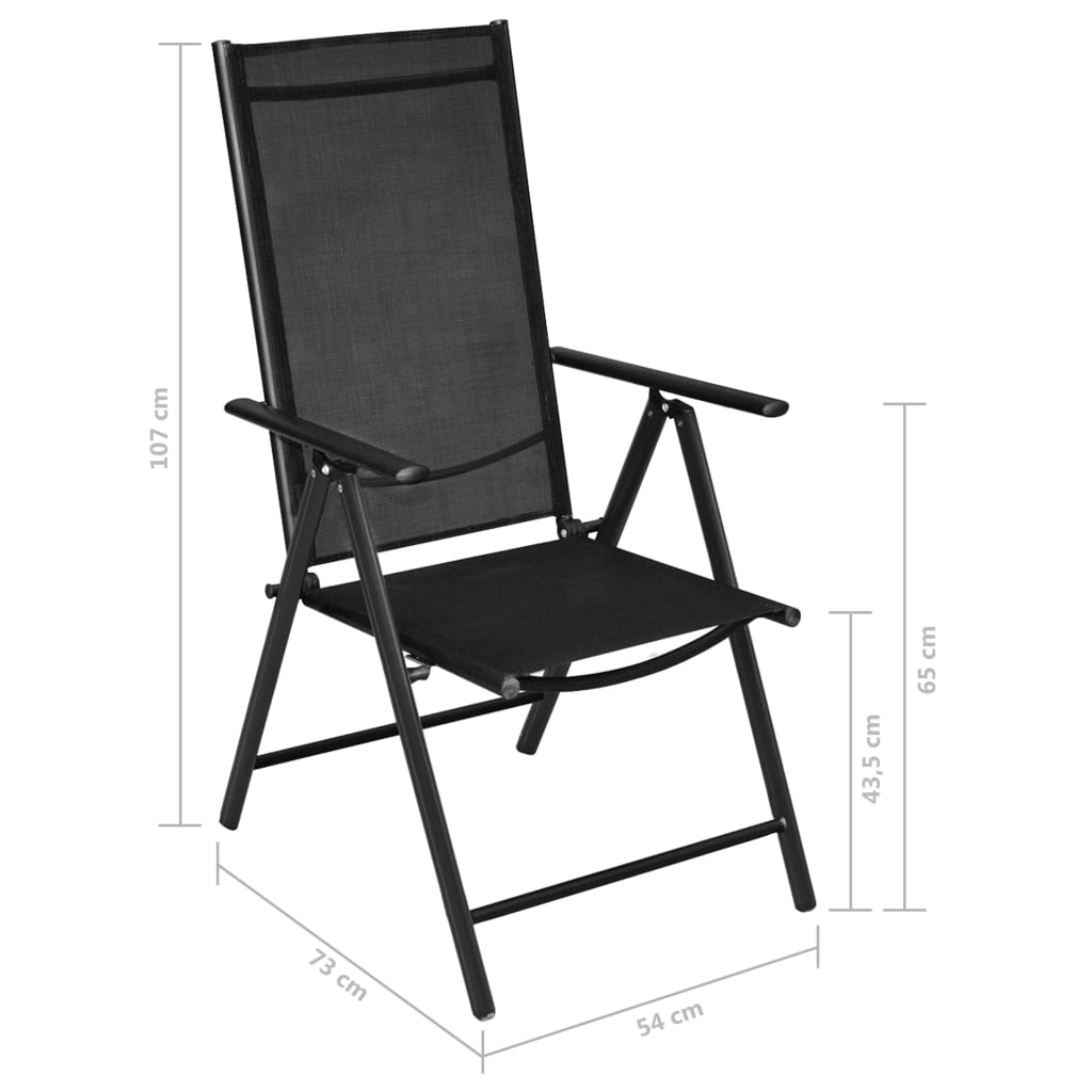 vidaXL Patio Folding Chairs Camping Garden Lawn Chair Aluminum and Textilene-9