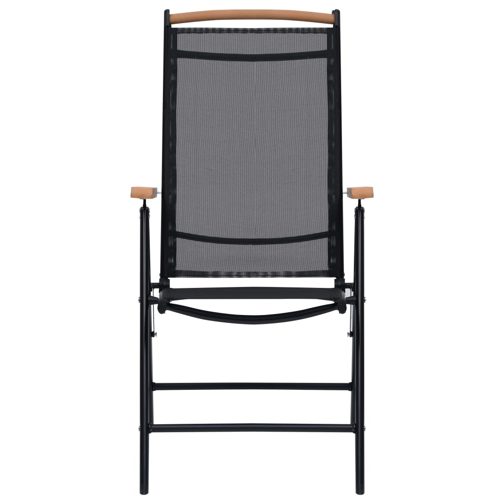 vidaXL Patio Folding Chairs Camping Garden Chair with Armrest Textilene Black-1