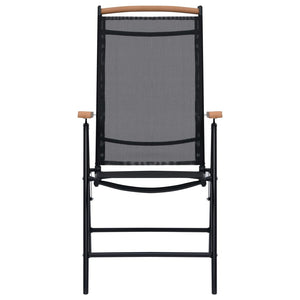 vidaXL Patio Folding Chairs Camping Garden Chair with Armrest Textilene Black-1