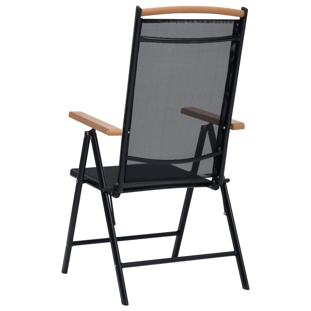 vidaXL Patio Folding Chairs Camping Garden Chair with Armrest Textilene Black-4