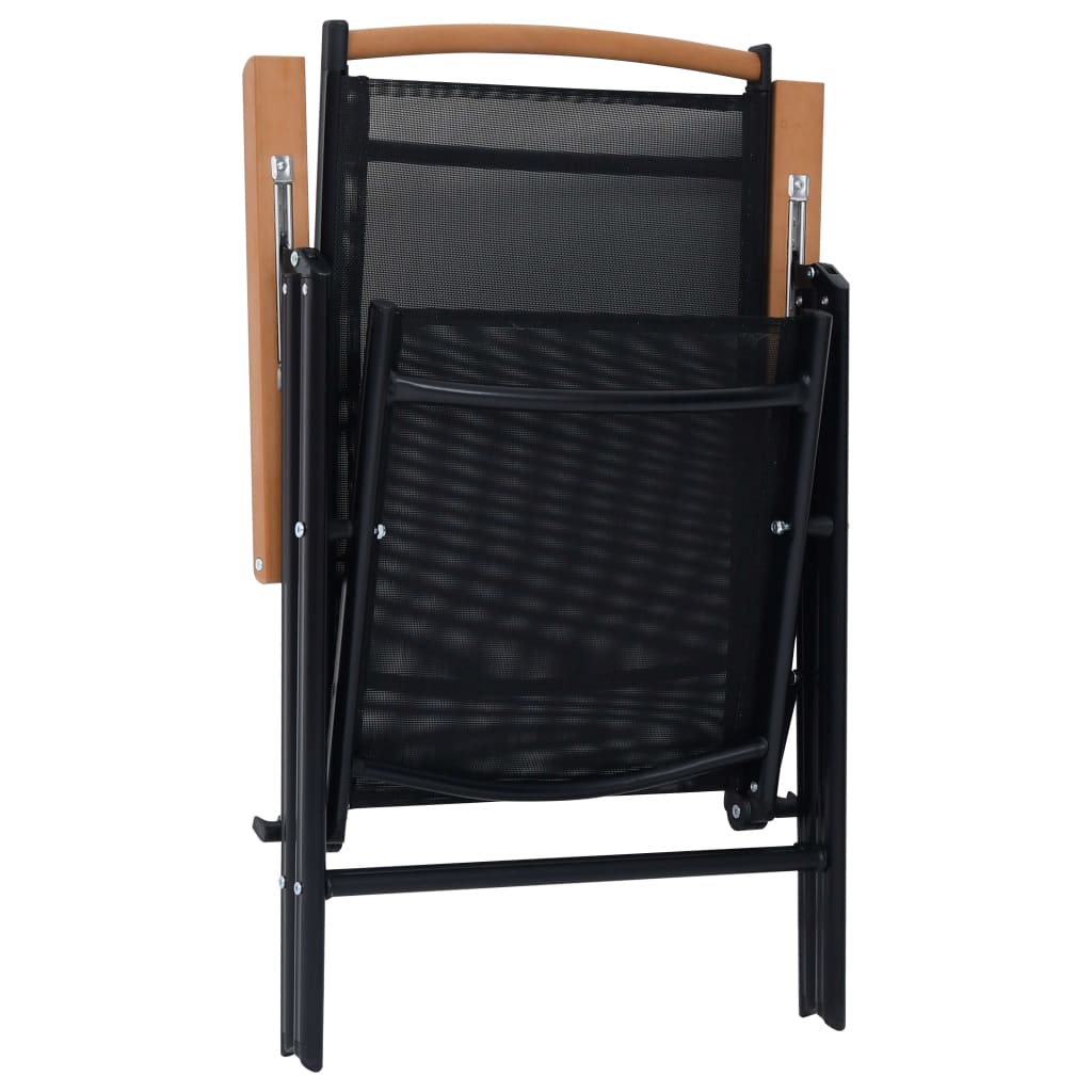 vidaXL Patio Folding Chairs Camping Garden Chair with Armrest Textilene Black-7