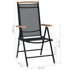 vidaXL Patio Folding Chairs Camping Garden Chair with Armrest Textilene Black-19