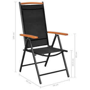 vidaXL Patio Folding Chairs Camping Garden Chair with Armrest Textilene Black-15