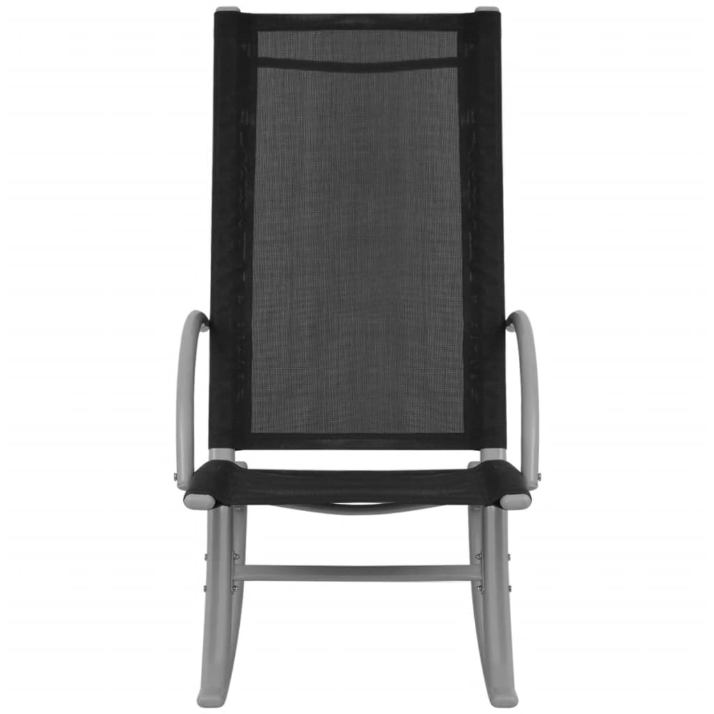 vidaXL Patio Rocking Chairs 2 pcs Steel and Textilene Black-4