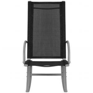 vidaXL Patio Rocking Chairs 2 pcs Steel and Textilene Black-4