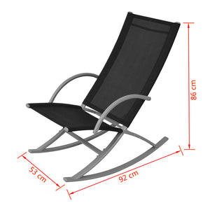 vidaXL Patio Rocking Chairs 2 pcs Steel and Textilene Black-6