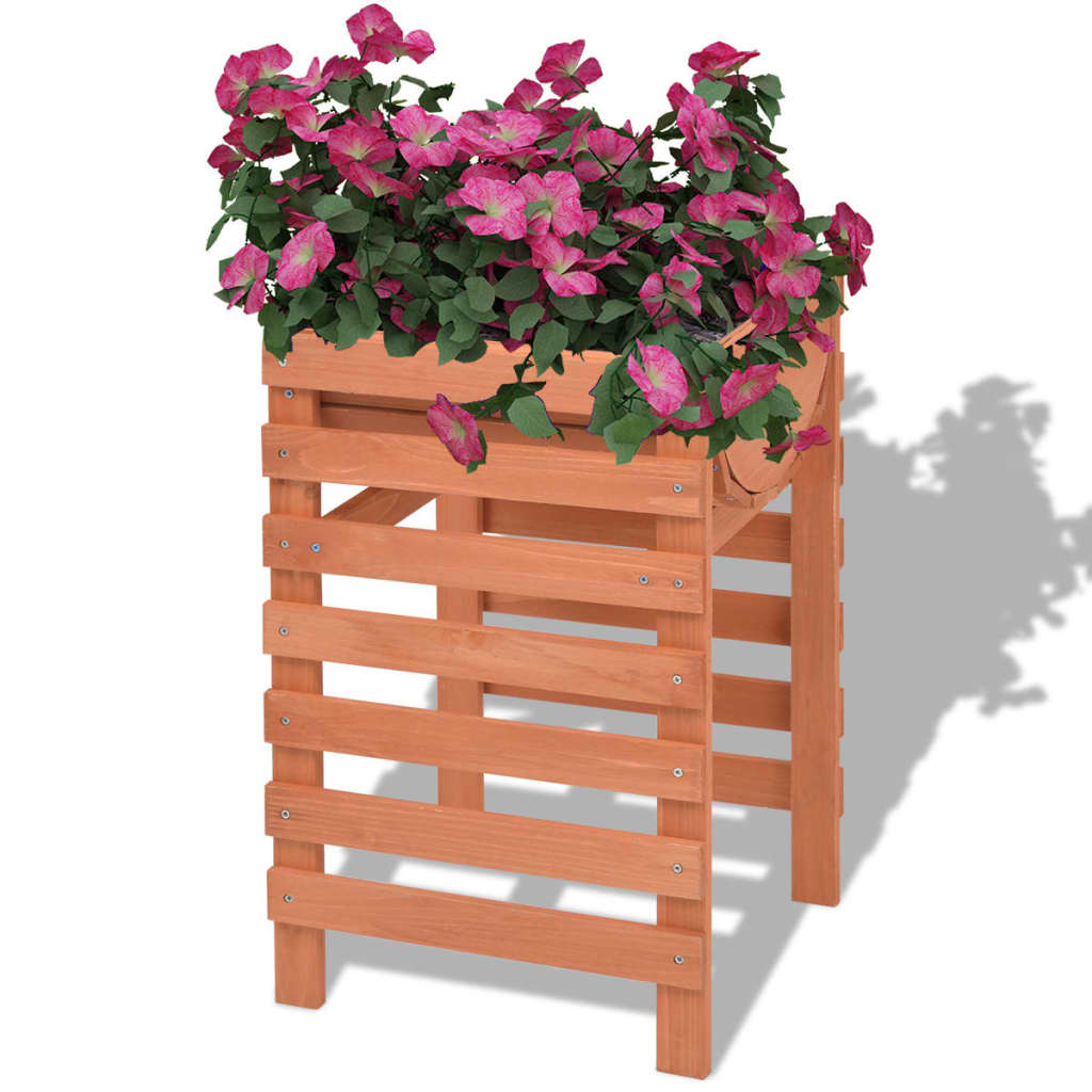 vidaXL Planter Raised Flower Bed with Lining Patio Plant Box Solid Fir Wood-0
