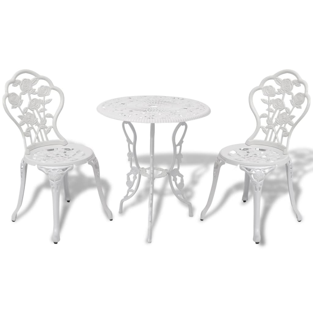 vidaXL Patio Bistro Set 3 Piece Outdoor Garden Table and Chair Cast Aluminum-5