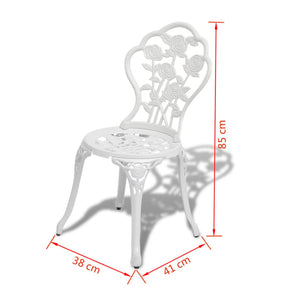 vidaXL Patio Bistro Set 3 Piece Outdoor Garden Table and Chair Cast Aluminum-3