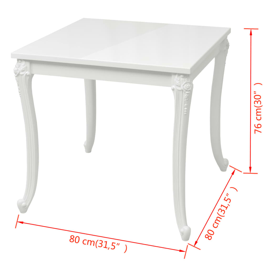 vidaXL Dining Table Kitchen Table Dining Room Dinner Table High Gloss White-5