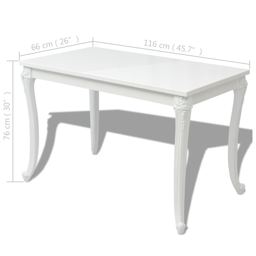 vidaXL Dining Table Kitchen Table Dining Room Dinner Table High Gloss White-8