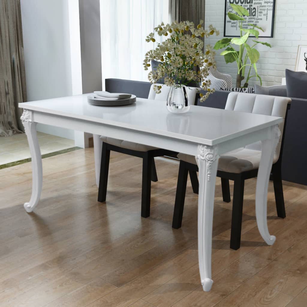 vidaXL Dining Table Kitchen Table Dining Room Dinner Table High Gloss White-6