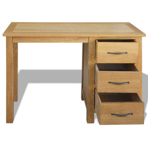 vidaXL Desk with 3 Drawers Solid Oak Wood 41.7"x15.7"x29.5"-1