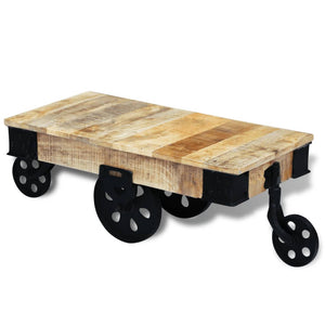 vidaXL Coffee Table End Table with Wheels Side Table Solid Wood Reclaimed-12