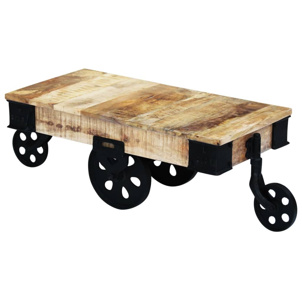 vidaXL Coffee Table End Table with Wheels Side Table Solid Wood Reclaimed-13