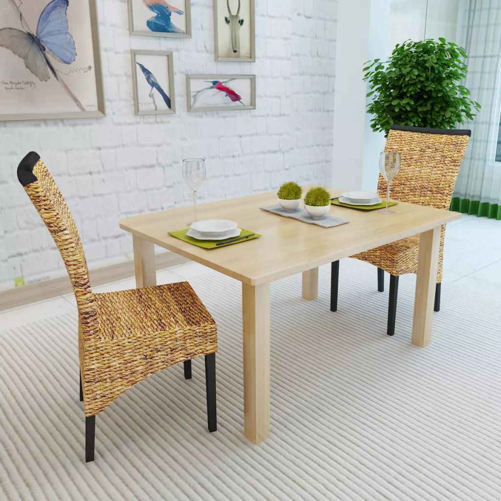 vidaXL 2/4/6x Solid Mango Wood Dining Chairs Abaca Kitchen Dining Room Lounge-20