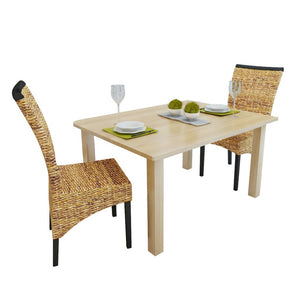 vidaXL 2/4/6x Solid Mango Wood Dining Chairs Abaca Kitchen Dining Room Lounge-18