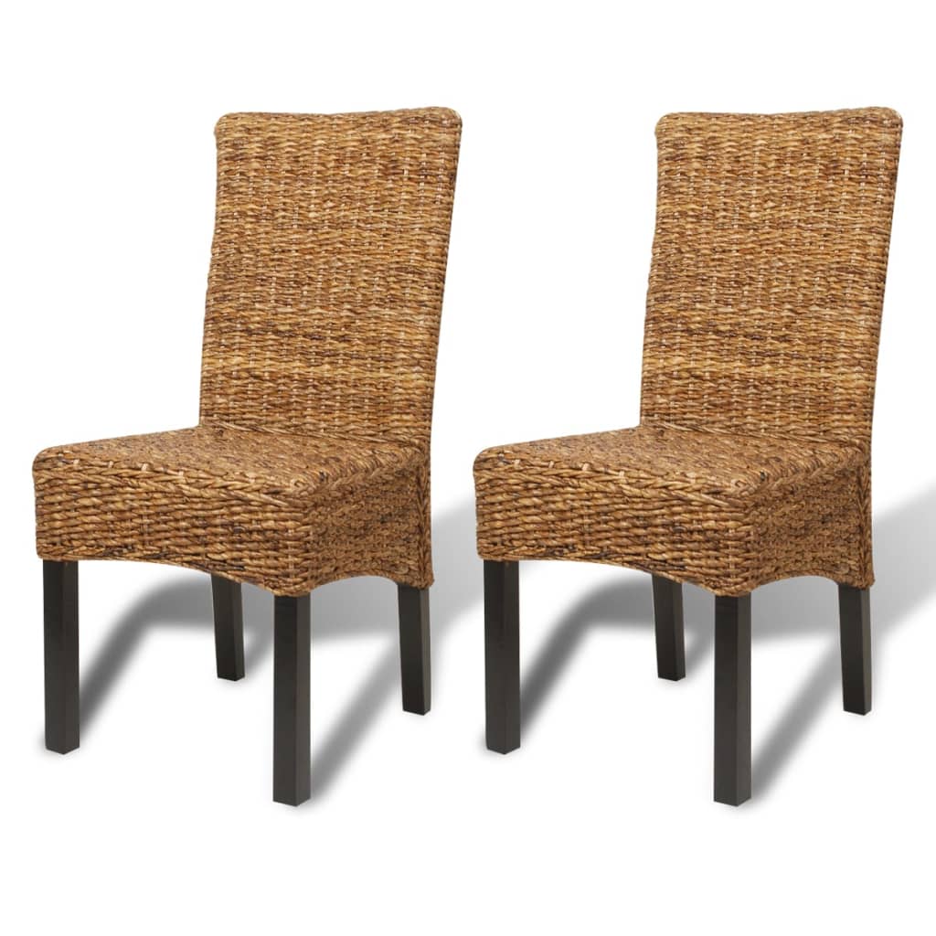 vidaXL Dining Chairs Accent Side Chair for Kitchen Abaca and Solid Wood Mango-5