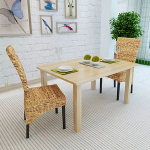 vidaXL Dining Chairs Accent Side Chair for Kitchen Abaca and Solid Wood Mango-8