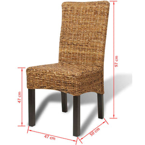 vidaXL Dining Chairs Accent Side Chair for Kitchen Abaca and Solid Wood Mango-26