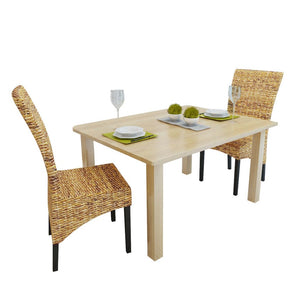 vidaXL Dining Chairs Accent Side Chair for Kitchen Abaca and Solid Wood Mango-2