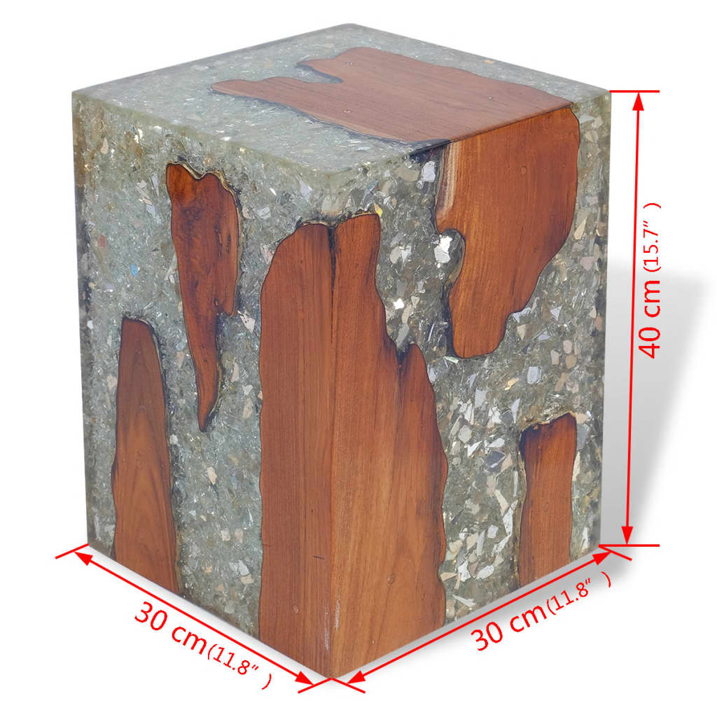 vidaXL Stool Solid Teak Wood and Resin-1