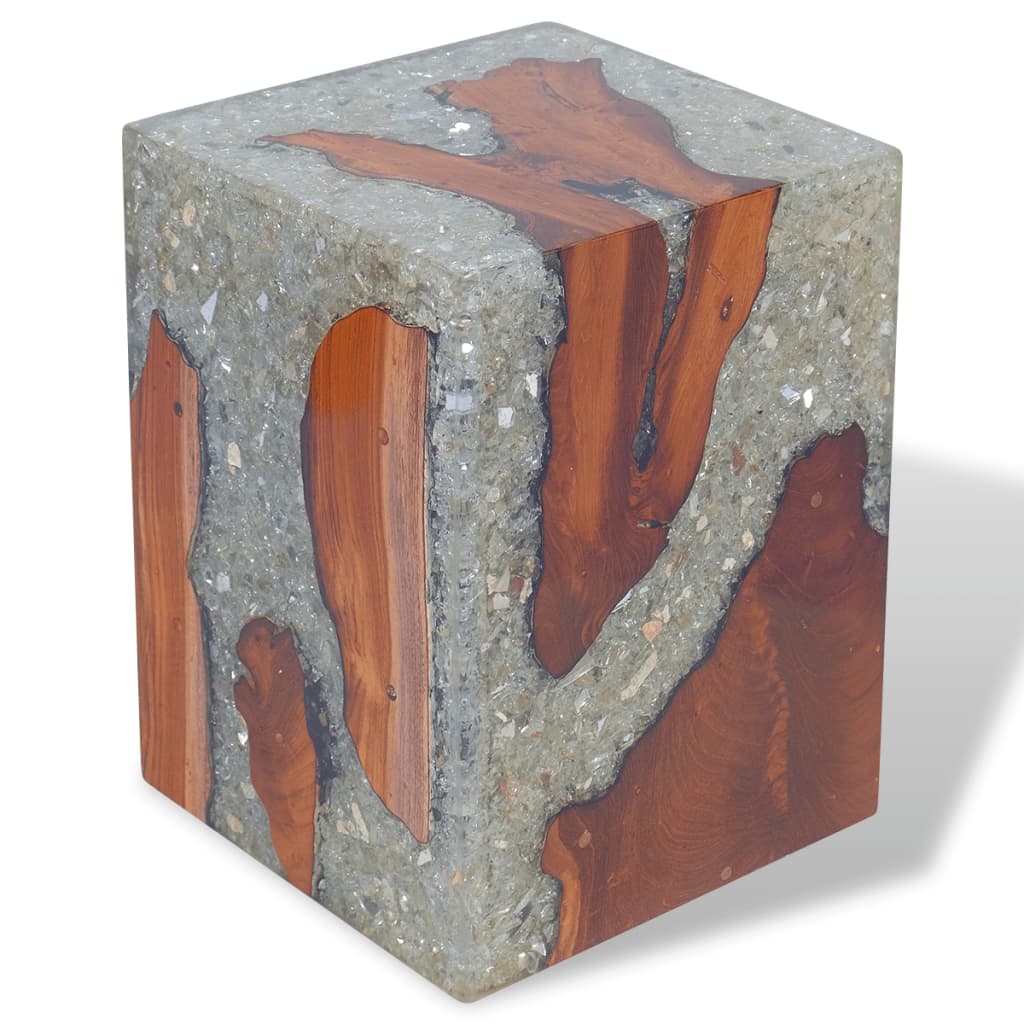 vidaXL Stool Solid Teak Wood and Resin-5