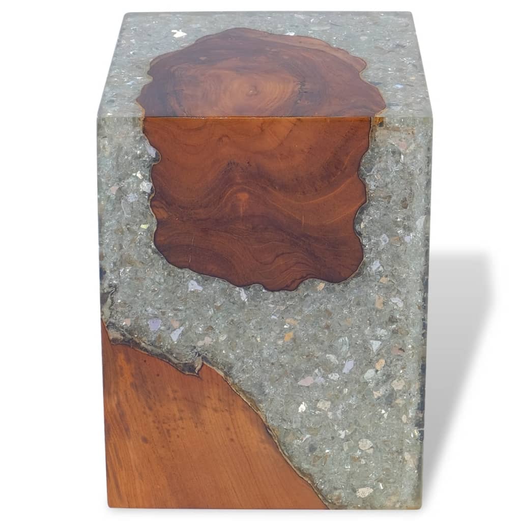 vidaXL Stool Solid Teak Wood and Resin-8