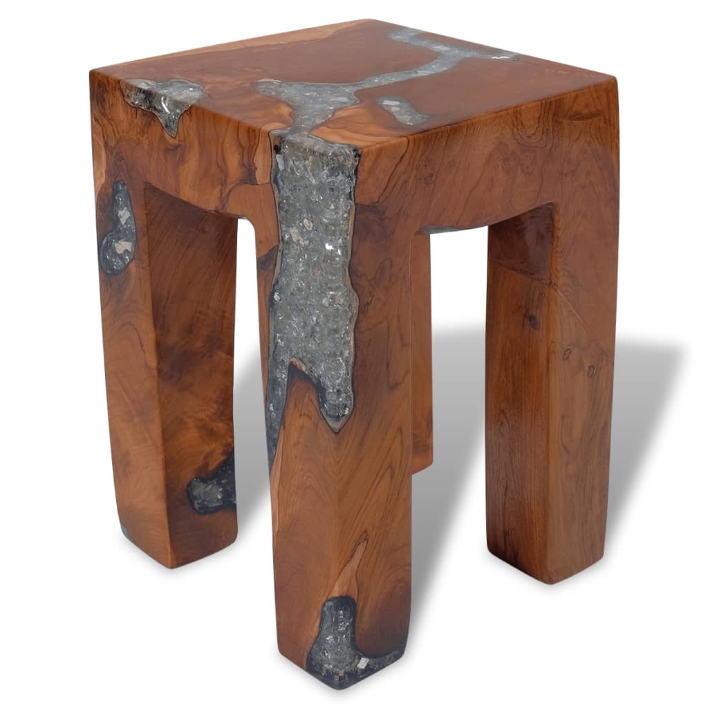 vidaXL Stool Solid Teak Wood and Resin-1