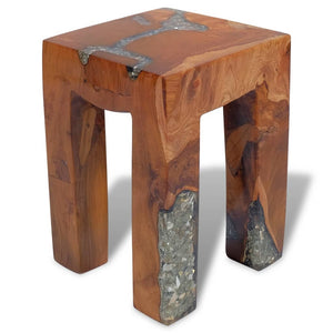 vidaXL Stool Solid Teak Wood and Resin-5