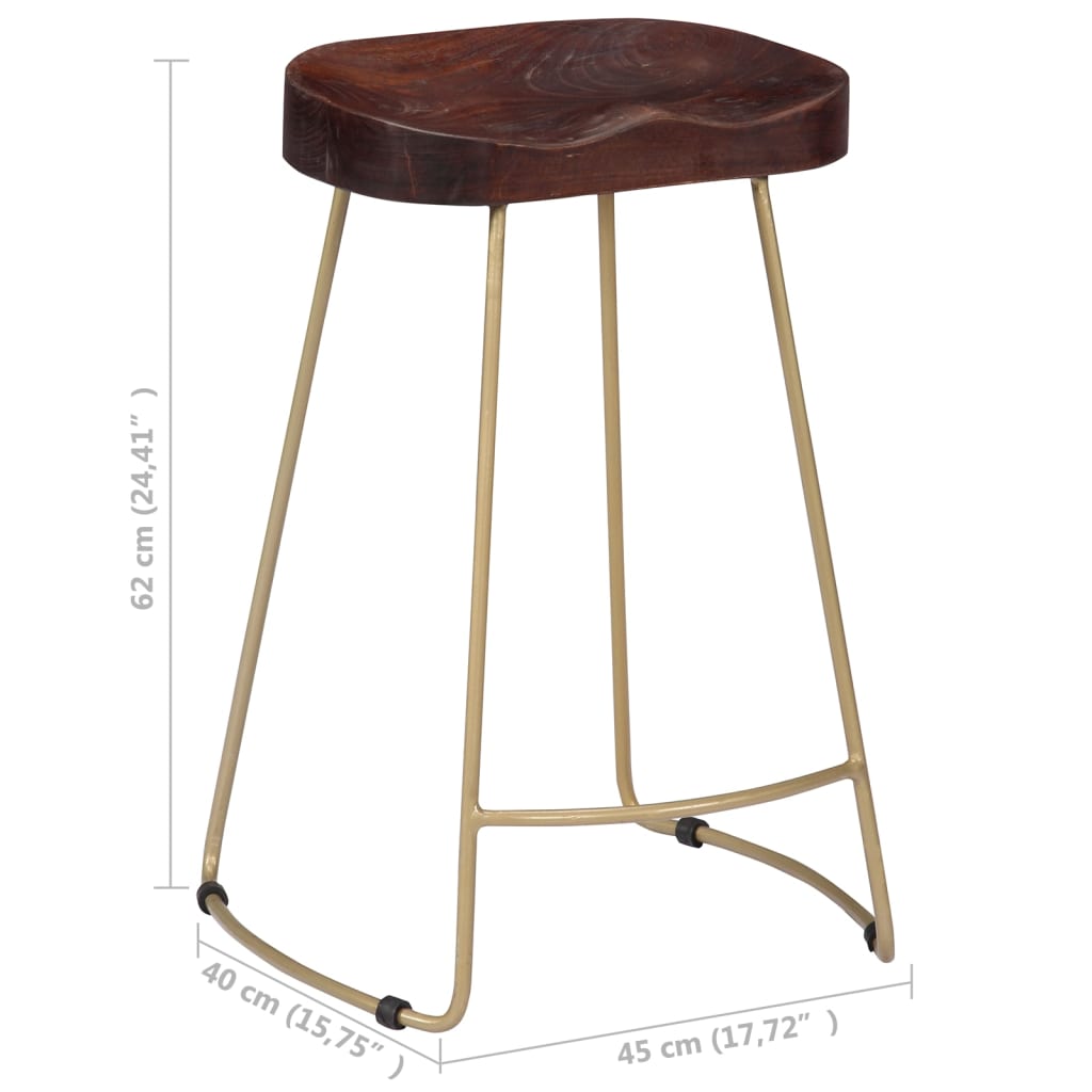 vidaXL Bar Stool Bar Seat Counter Height Island Stool for Pub Solid Mango Wood-7