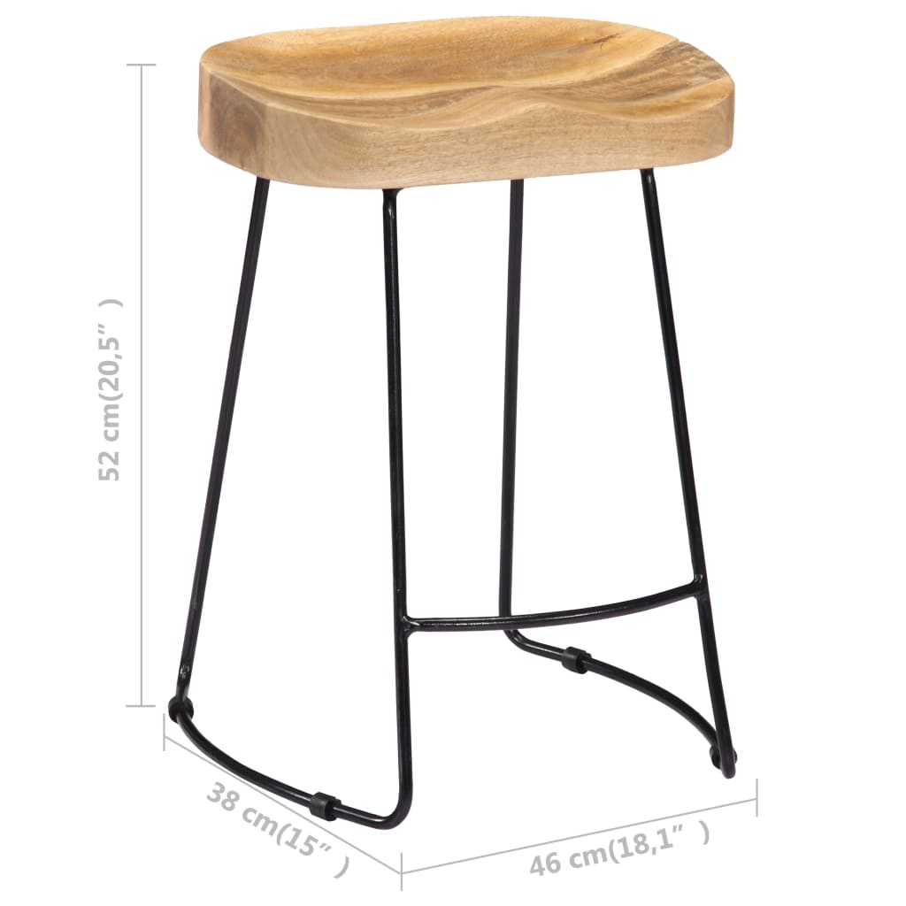 vidaXL Bar Stool Bar Seat Counter Height Island Stool for Pub Solid Mango Wood-24