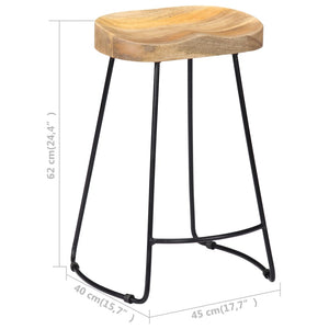 vidaXL Bar Stool Bar Seat Counter Height Island Stool for Pub Solid Mango Wood-2