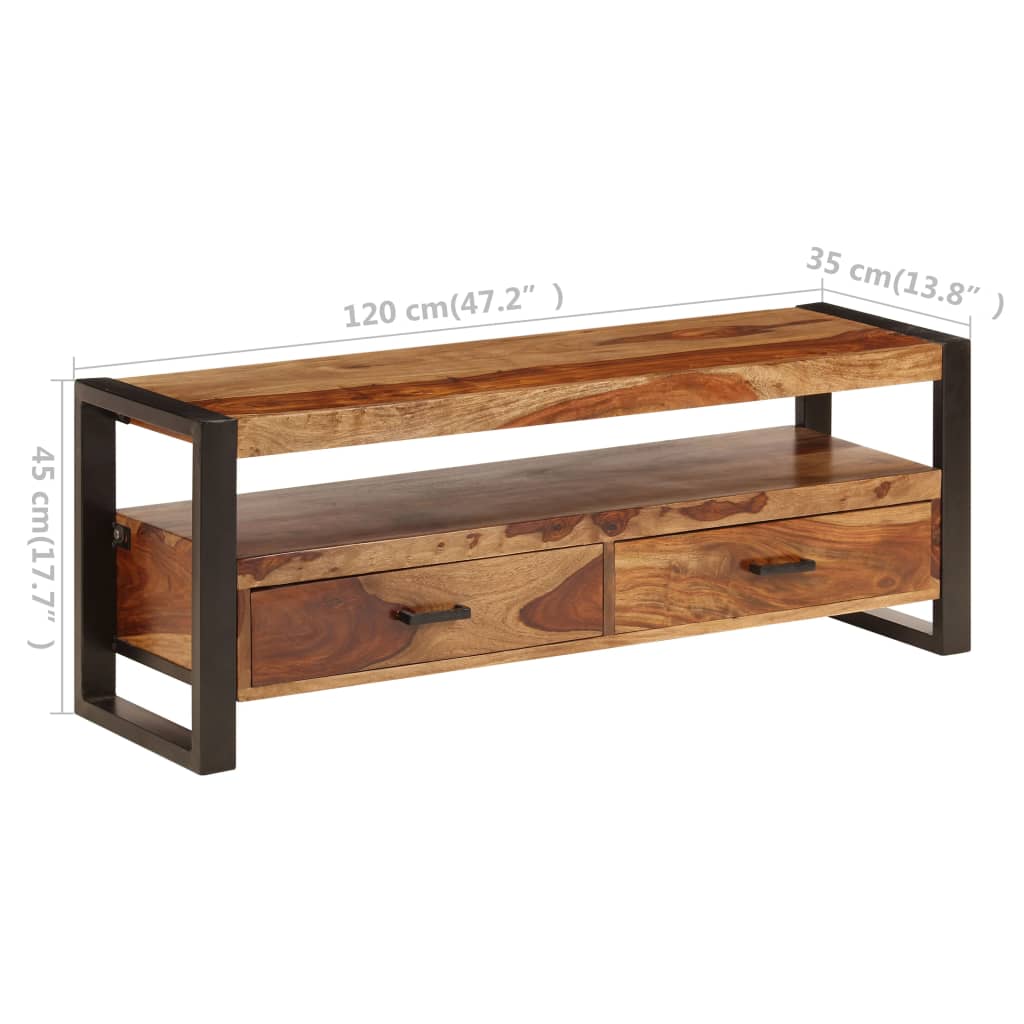 vidaXL TV Stand 47.2"x13.8"x17.7" Solid Wood Sheesham-0