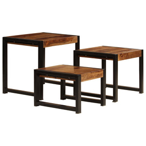 vidaXL Nesting Tables 3 pcs Solid Sheesham Wood-1