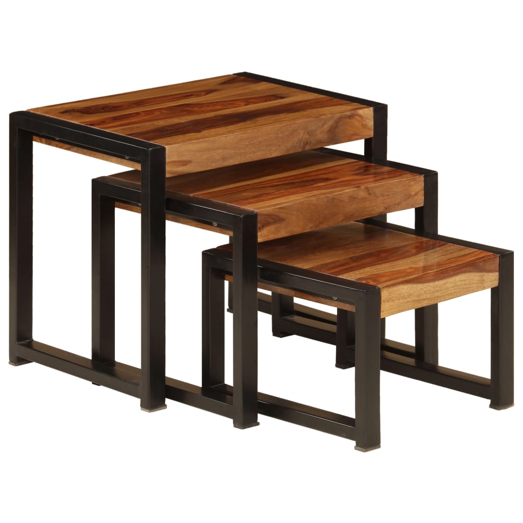 vidaXL Nesting Tables 3 pcs Solid Sheesham Wood-2