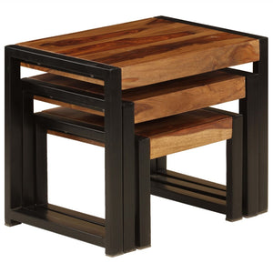 vidaXL Nesting Tables 3 pcs Solid Sheesham Wood-3