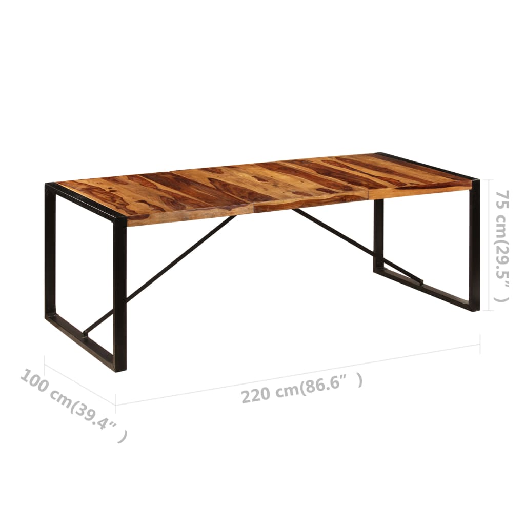 vidaXL Dining Table 86.6"x39.4"x29.5" Solid Sheesham Wood-5