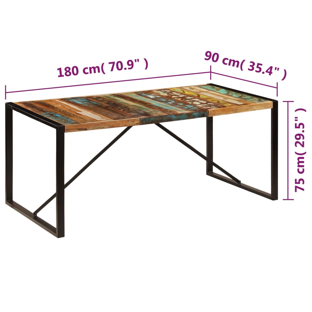 vidaXL Dining Table 70.9"x35.4"x29.5" Solid Reclaimed Wood-4