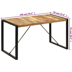 vidaXL Dining Table 55.1"x27.6"x29.5" Solid Mango Wood-7